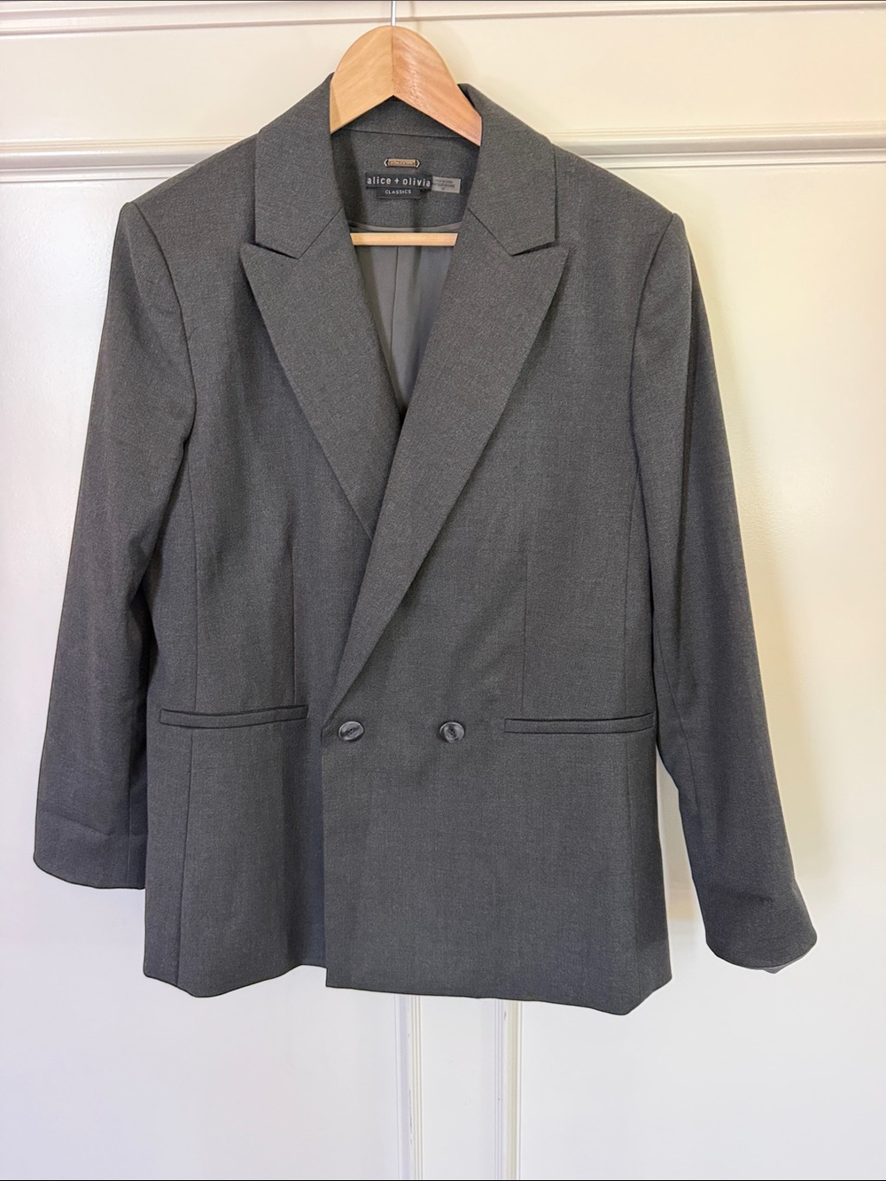 Alice + Olivia Charcoal Gray Double-Breasted Blazer